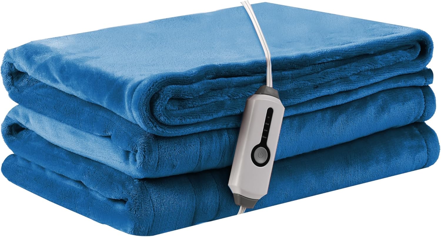 Electric Heated Blanket Throw 50x60, Luxurious Flannel Comfort