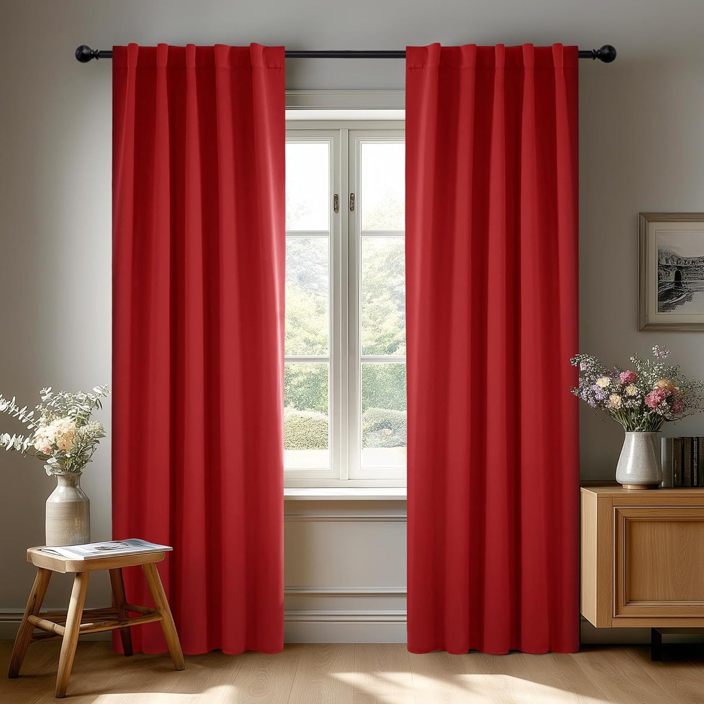 Deconovo Blackout Curtains for Bedroom and Living Room Red
