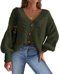 Cardigan Sweaters for Women V Neck Chunky Cable Knit (Style WKQ7)