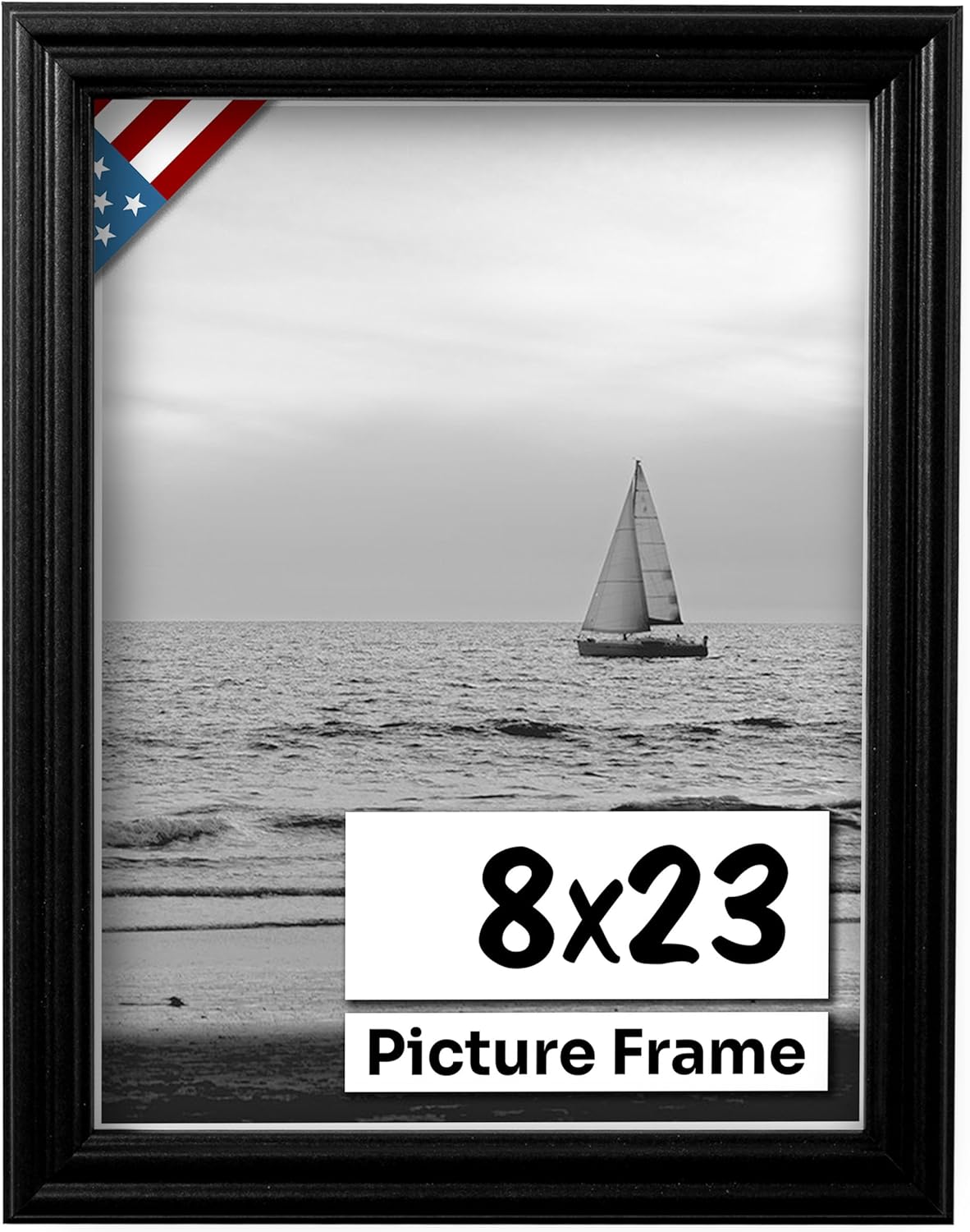 Black 8x23 Picture Frame - Handmade Solid Wood Wall Decor