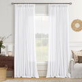 Pinch Pleated White Linen Curtains 108 Inches Long for Living Room