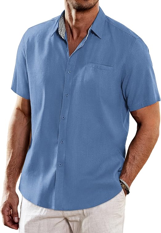 COOFANDY Men's Casual Linen Shirts for Summer Beach Style