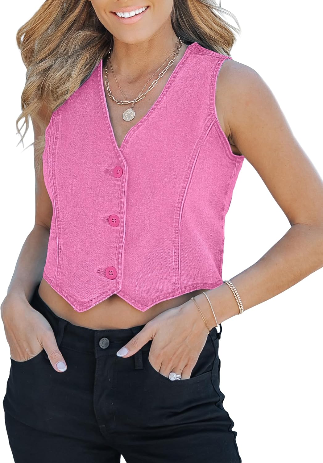 Luvamia Jean Vests for Women - Stylish Crop Denim Top