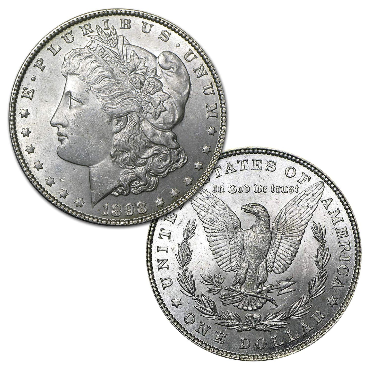 USA 1898 P Morgan Silver Dollar Coin - Brilliant Uncirculated