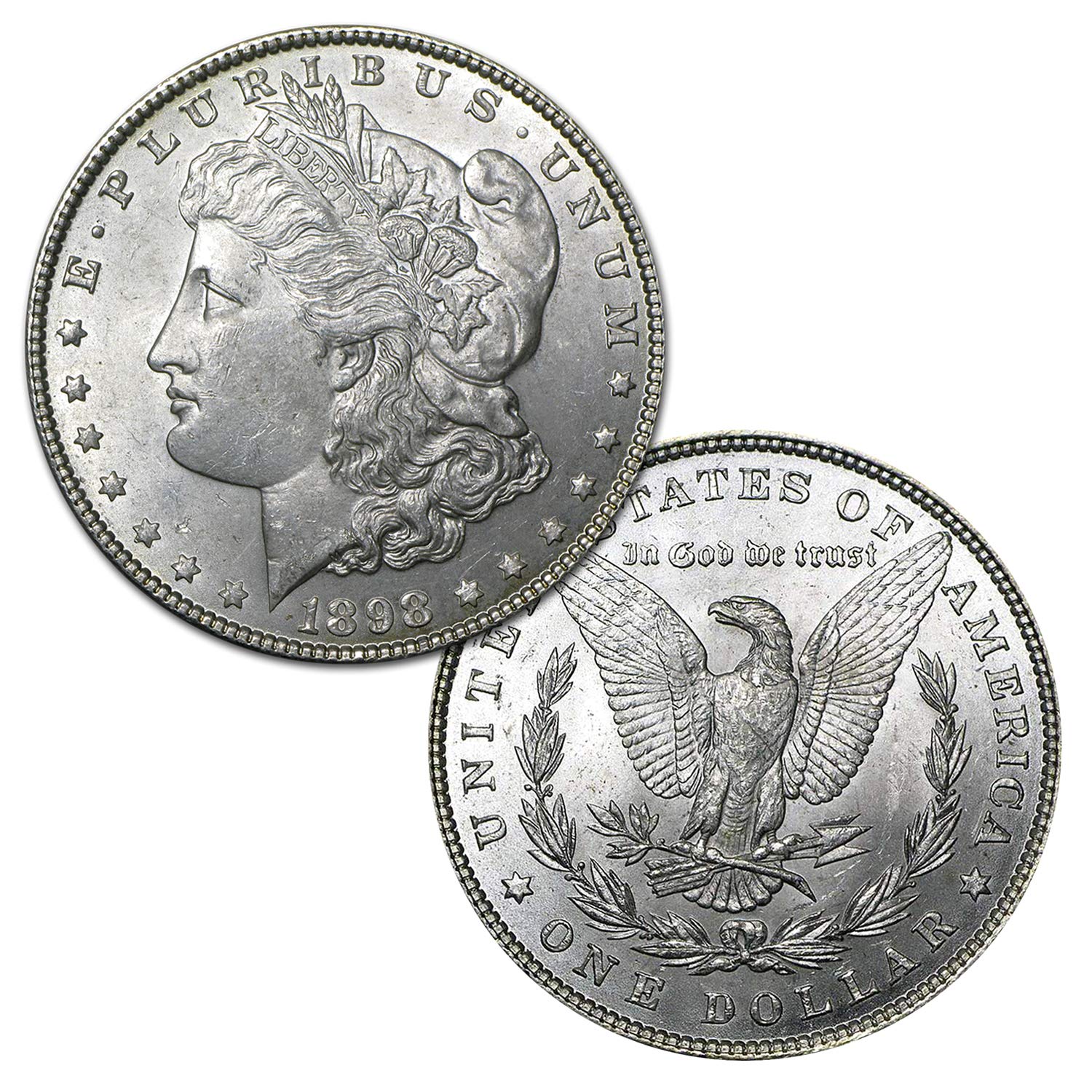 USA 1898 P Morgan Silver Dollar Coin - Brilliant Uncirculated