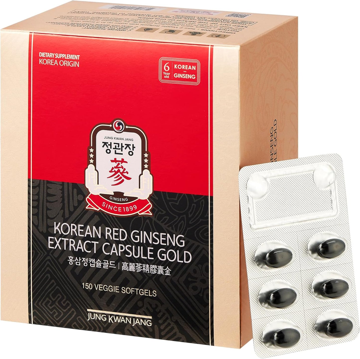 Korean Red Ginseng Extract Capsules for Energy & Immune Support