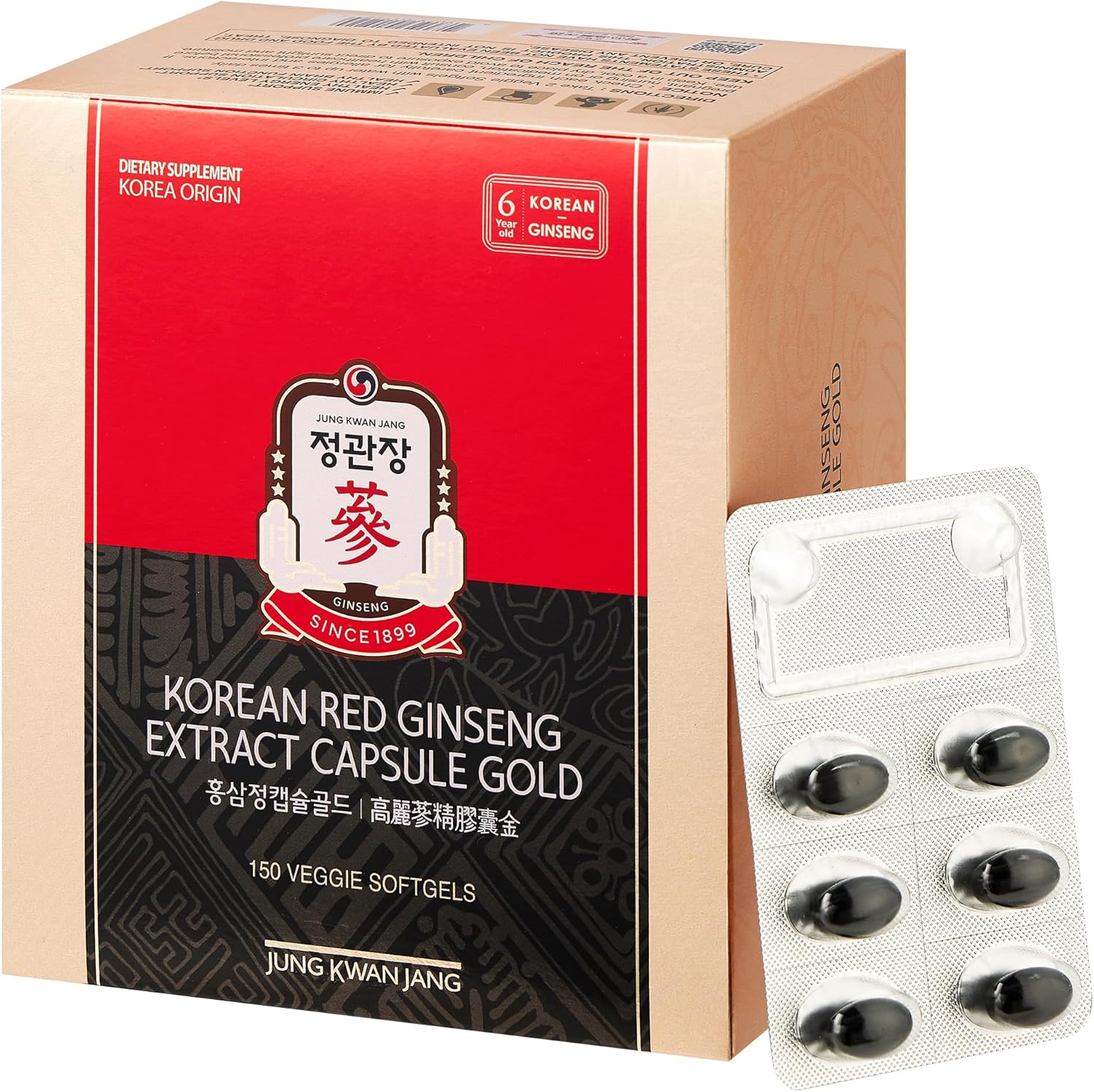 Korean Red Ginseng Extract Capsules for Energy & Immune Support