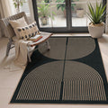 Modern Rainbow Easy Jute 4x6 Rug - Washable Non Slip Patio Carpet