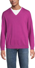 Lands' End Men's Fine Gauge Cotton V Neck Sweater - Clean, Layerable