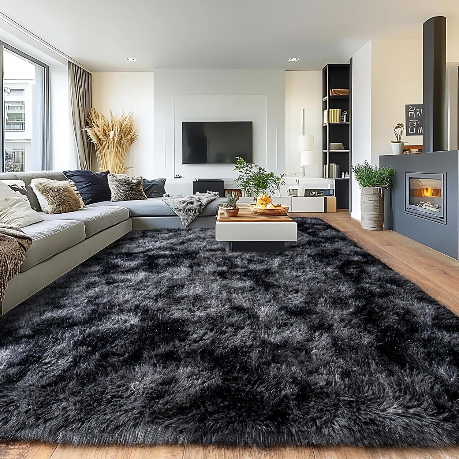 8x10 Fuzzy Plush Area Rug for Living Room and Bedroom Decor