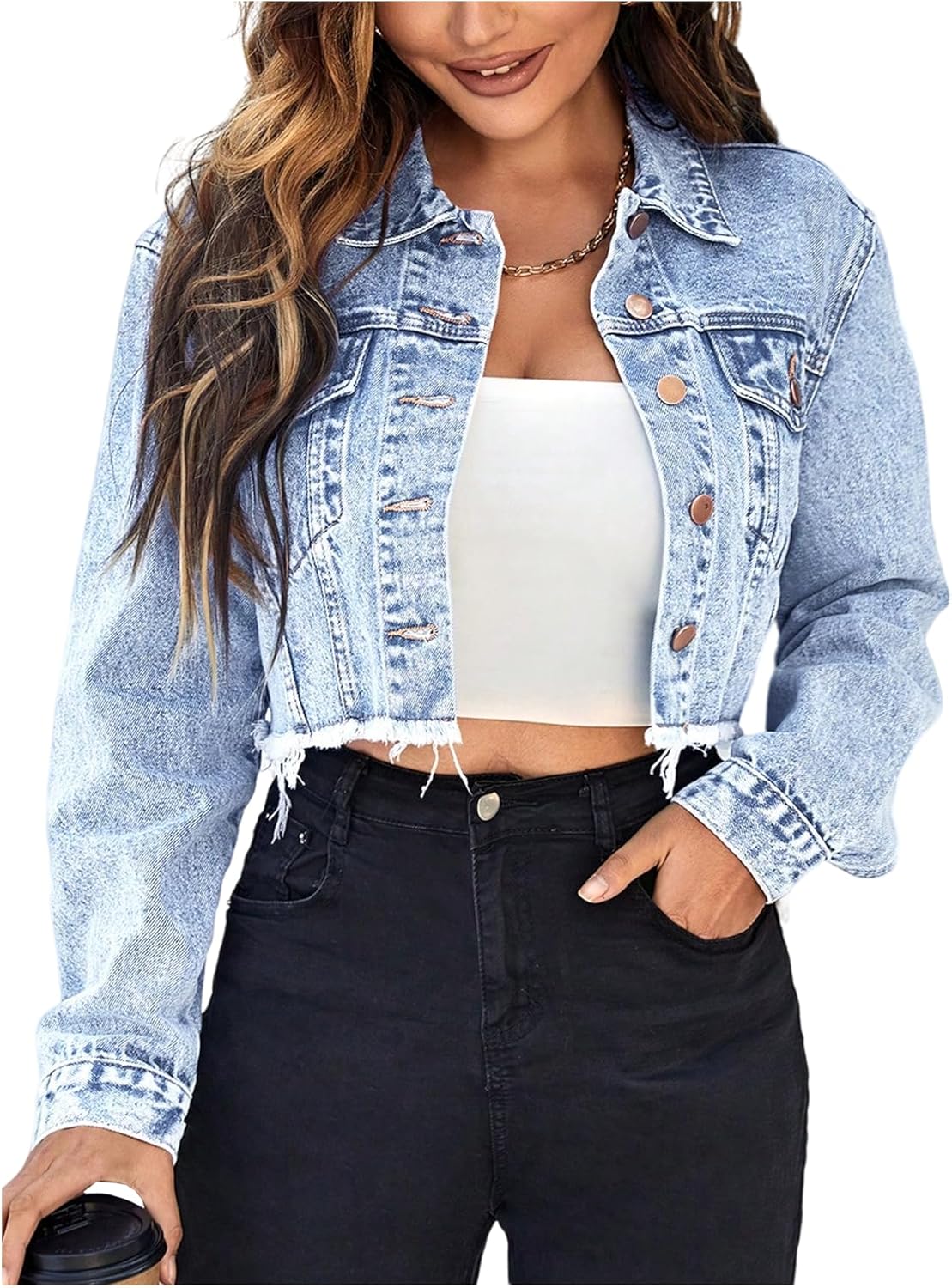 Cropped Denim Jean Jacket for Women - Stylish and Versatile