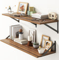 36 in x 12 in Floating Shelves Walnut - Deep Wall Shelf Set