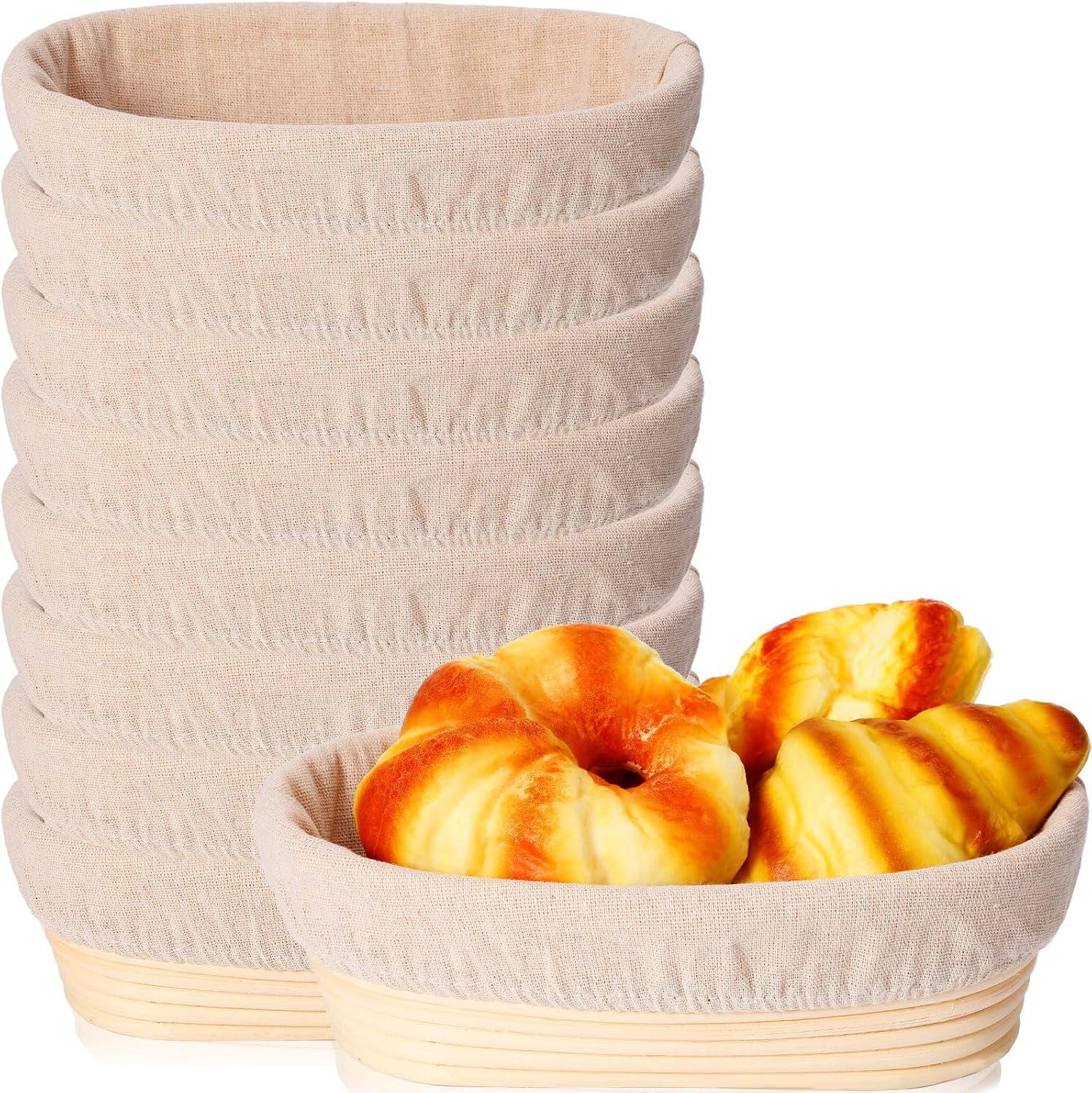 Gejoy Oval Banneton Bread Proofing Basket Set for Sourdough Baking
