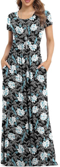 VIISHOW Women's Short Sleeve Loose Maxi Dress with Pockets - Casual