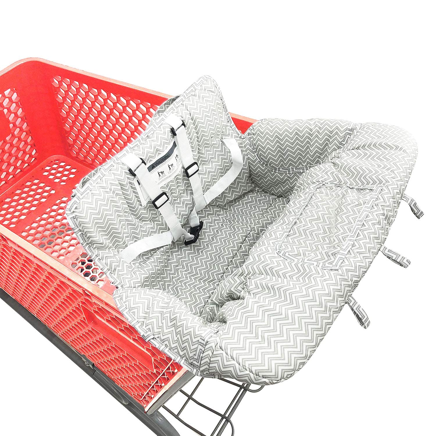 Versatile Seat Cover for Grocery Cart & Highchair - Gray Chevron