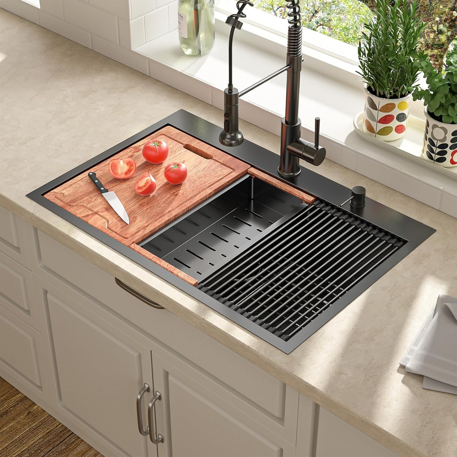 Lordear 33 Black Kitchen Sink Drop in 33x22 Stainless Steel