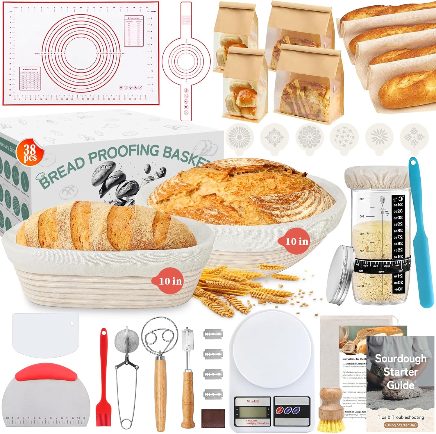 38Pcs Sourdough Bread Baking Supplies for Artisan Baking