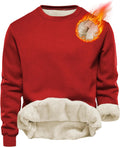 Mens Sherpa Lined Fleece Crewneck Sweatshirt - Warm Thick Pullover