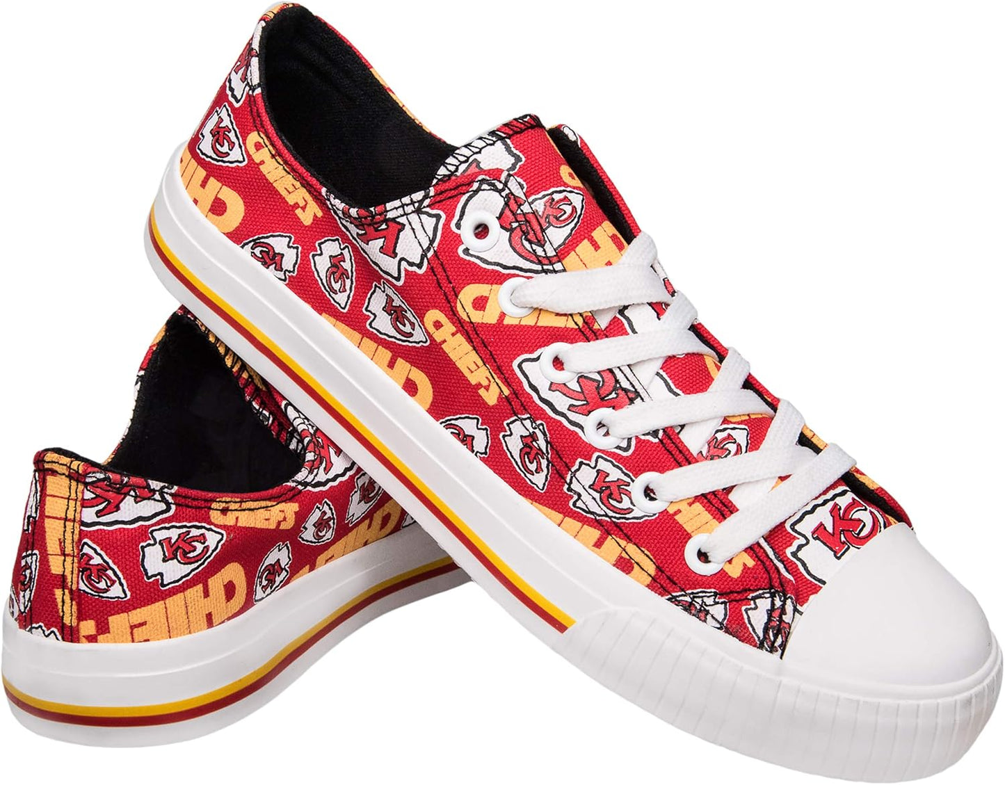 FOCO Women's NFL Team Logo Glitter Low Top Canvas Sneakers