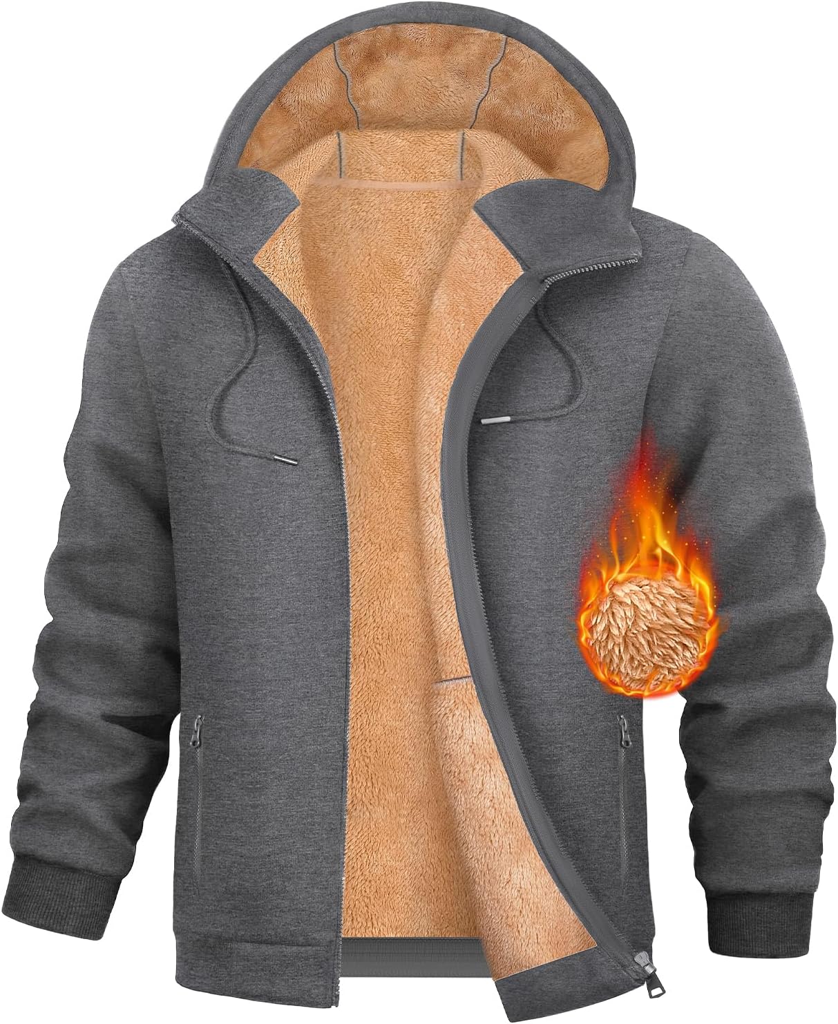 Warm Sherpa-Lined Men's Fleece Hoodie by Uikue