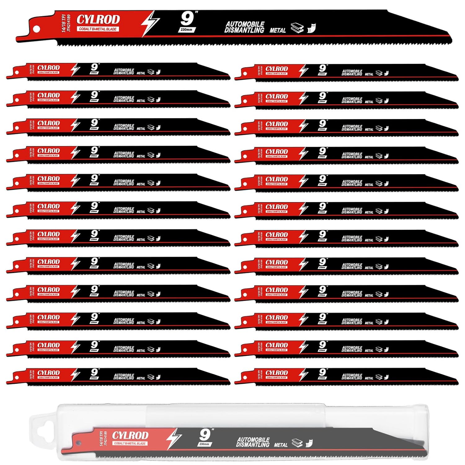 25 Pack 9 in Reciprocating Saw Blades for Metal Cutting