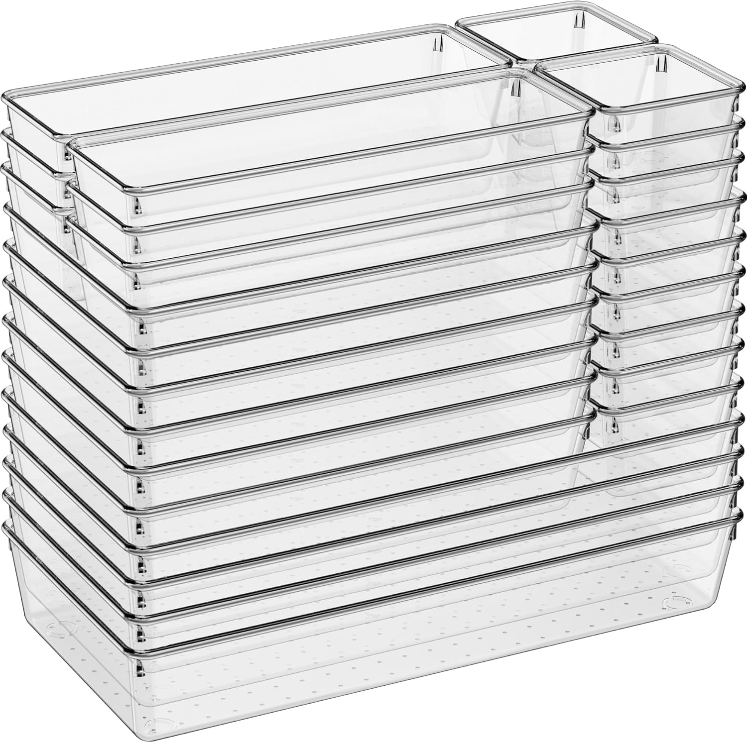 Large Clear Plastic Drawer Organizer 28 Pack for Every Space