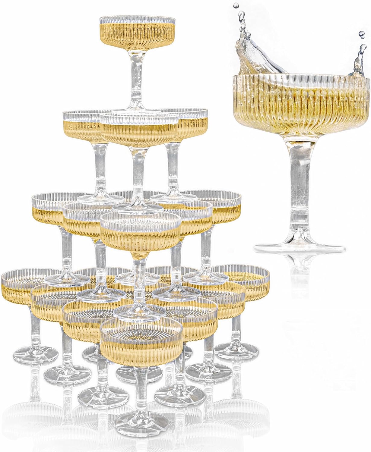 ACRYLIC Champagne Tower - 21 Plastic Flutes for Celebrations