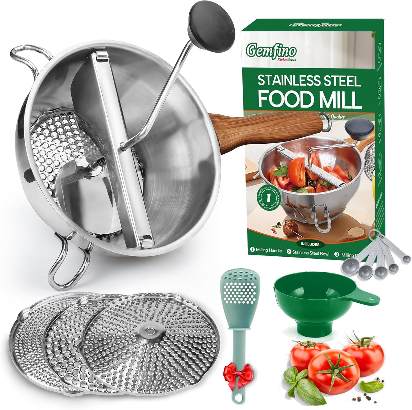 Stainless Steel Food Mill with 3 Discs for Easy Food Prep