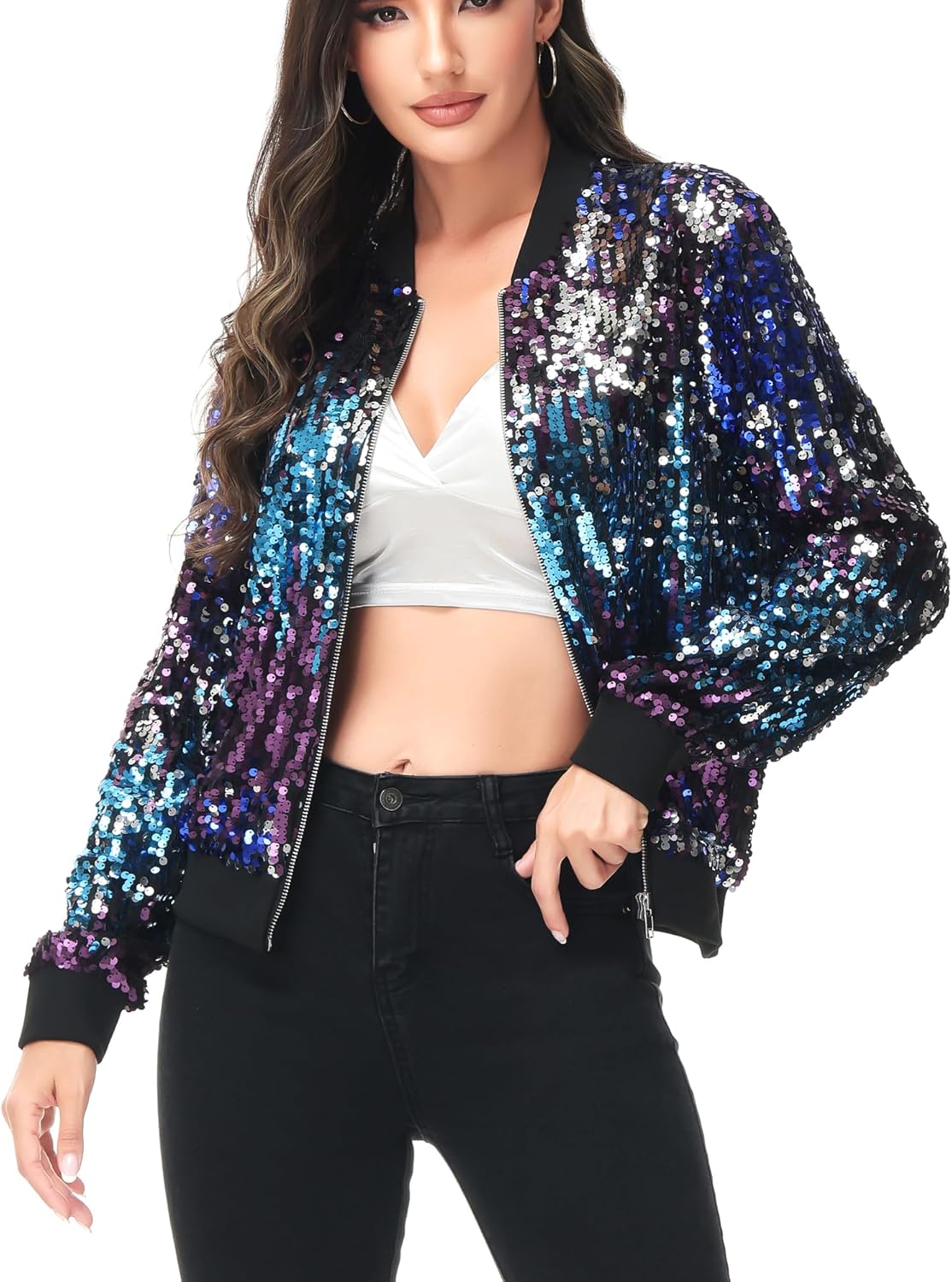 Sparkly Sequin Bomber Jacket for Women - Perfect for Parties
