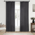 Pinch Pleated Linen Black Curtains 102 in Length - Tailored Light