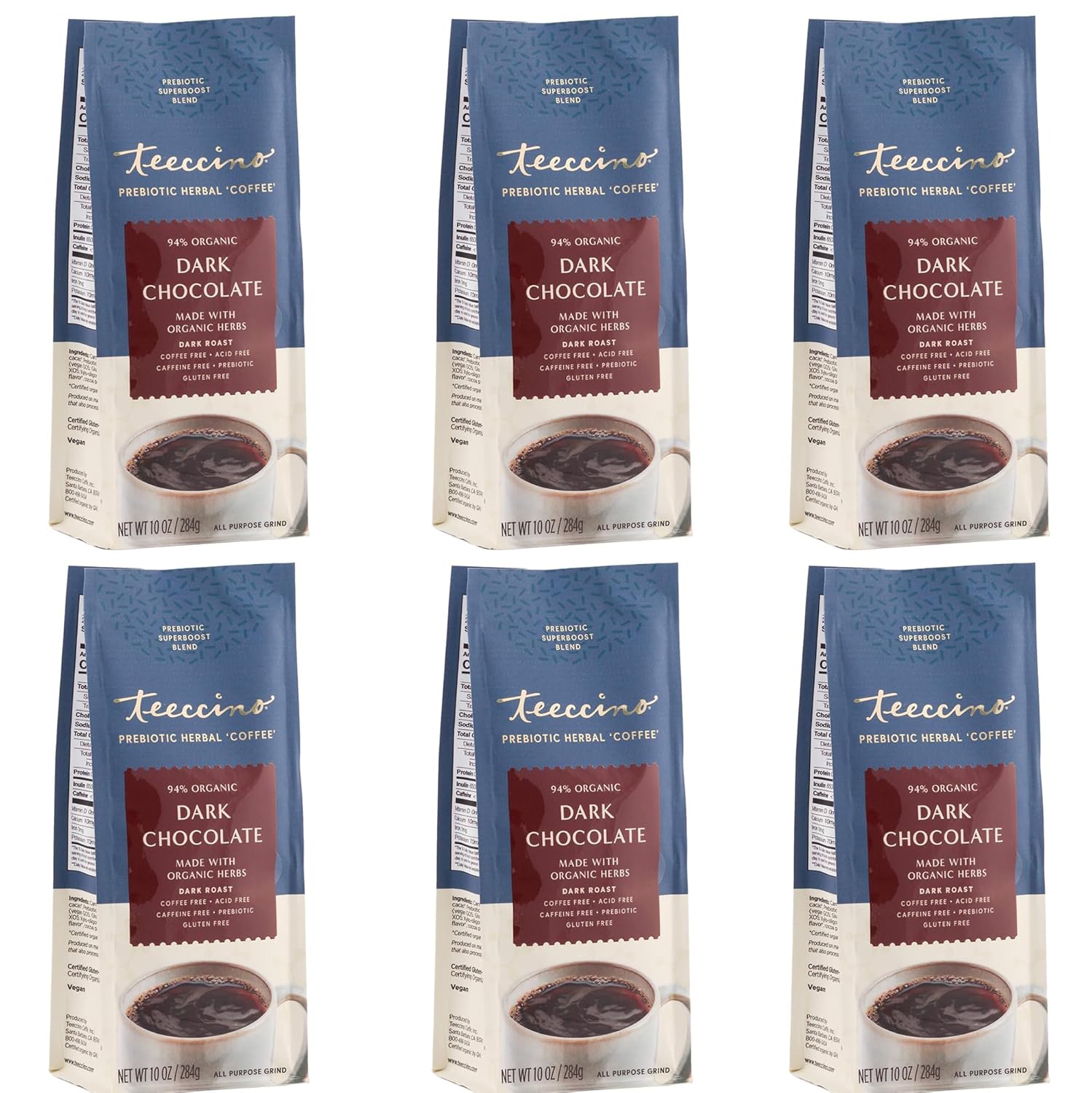 Teeccino Dark Chocolate Prebiotic SuperBoost Coffee Alternative