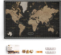 Canvas World Map Cork Pin Board (70x50 cm) - Travel Planning