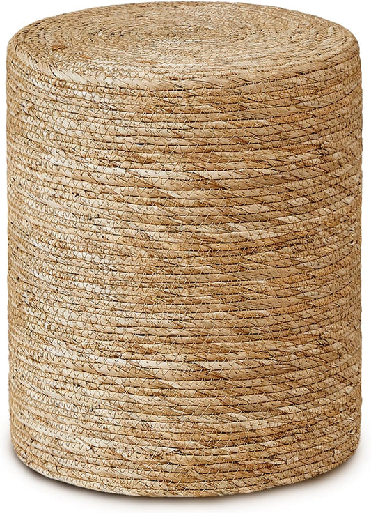 Handwoven Seagrass Pouf Ottoman for Boho Home Decor