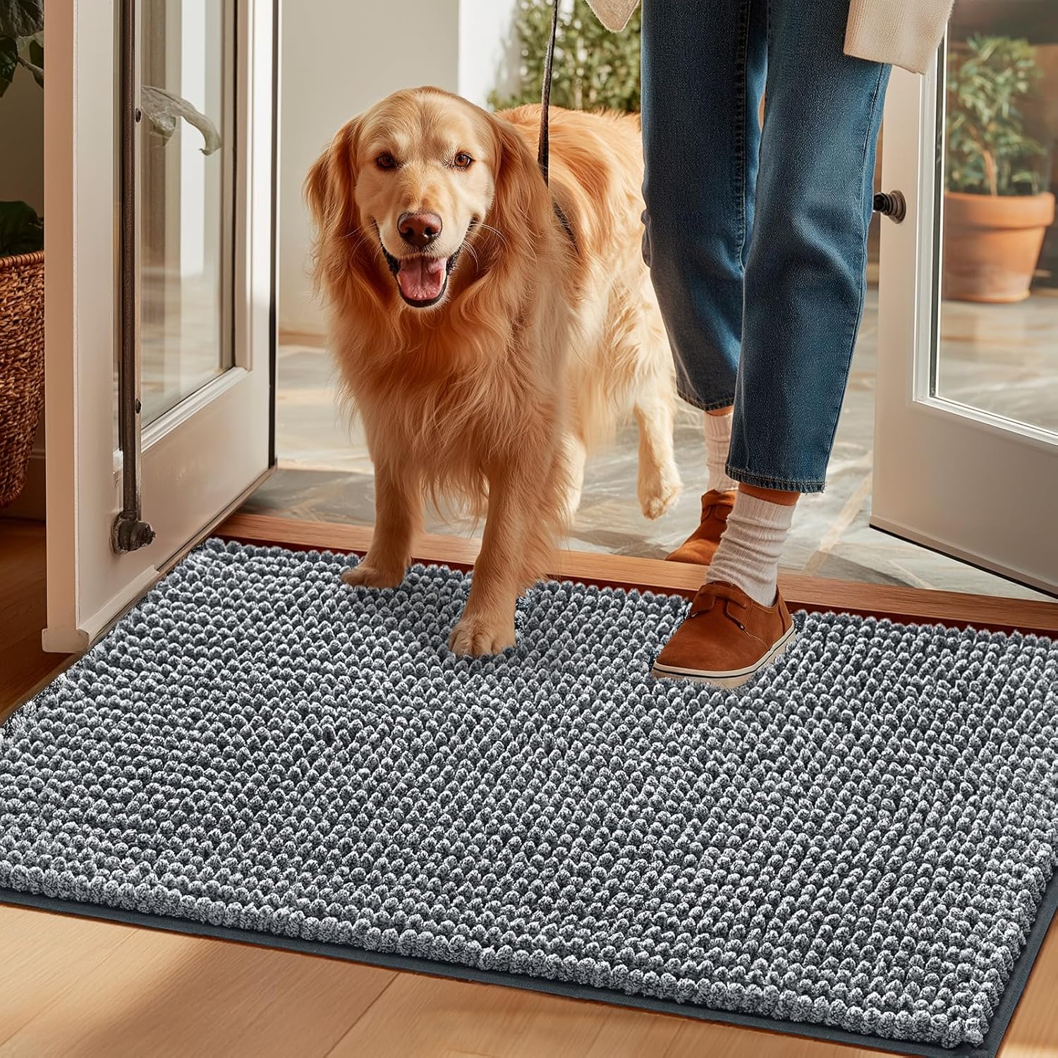 Super Absorbent Dog Door Mat for Muddy Paws - 60x36 Inch