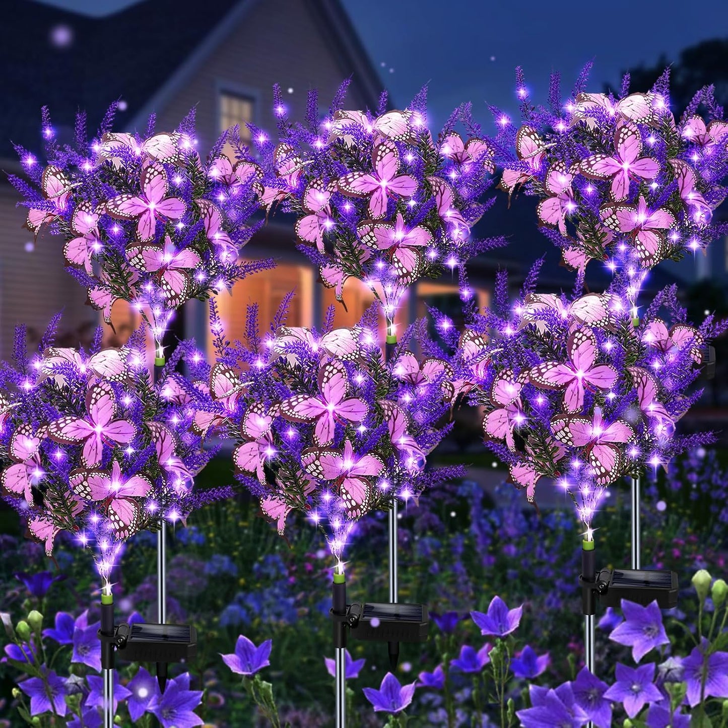 Kohlrabi Solar Garden Lights Outdoor - Purple Butterfly Decor