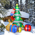 7FT Christmas Inflatable Tree with Dog Bite Santa and 3 Gifts - Bright