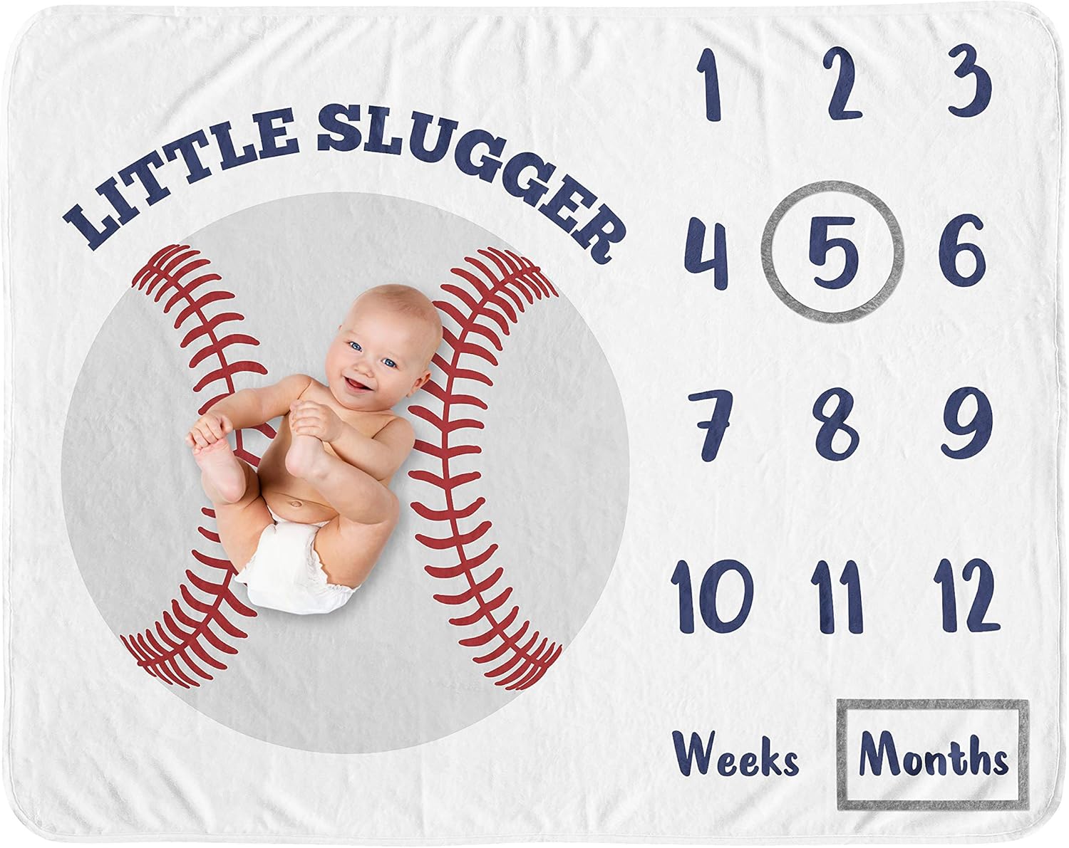 Baseball Boy Milestone Blanket for Newborn Growth Memories
