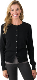 JENNIE LIU Women's 100% Cashmere Button Front Cardigan - Lightweight