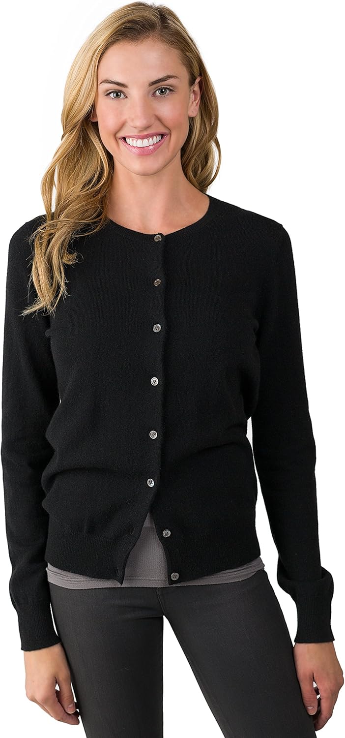 JENNIE LIU Women's Cashmere Button Front Long Sleeve Cardigan