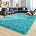 Ompaa Teal Blue 8x10 ft Large Shag Area Rug - Cloudlike Comfort