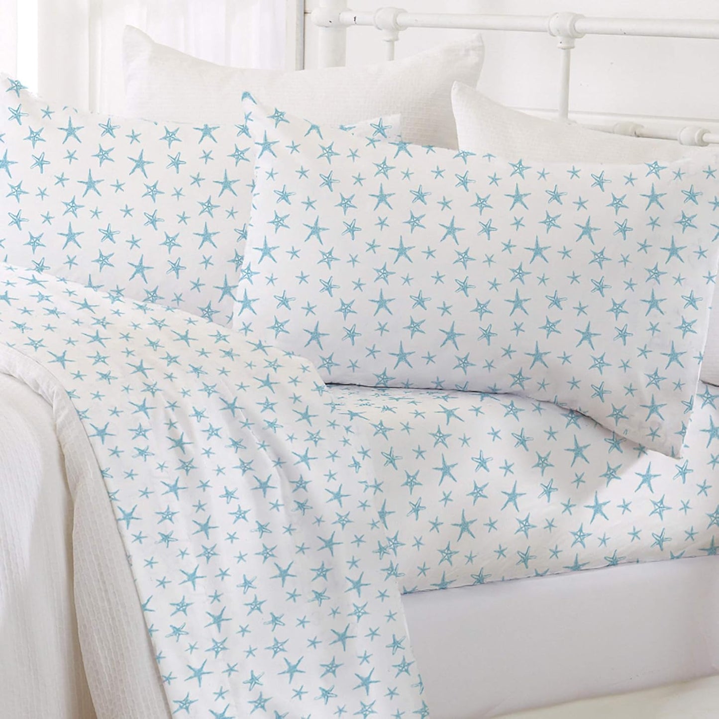 4-Piece Queen Coastal Microfiber Sheet Set for Beach Lovers