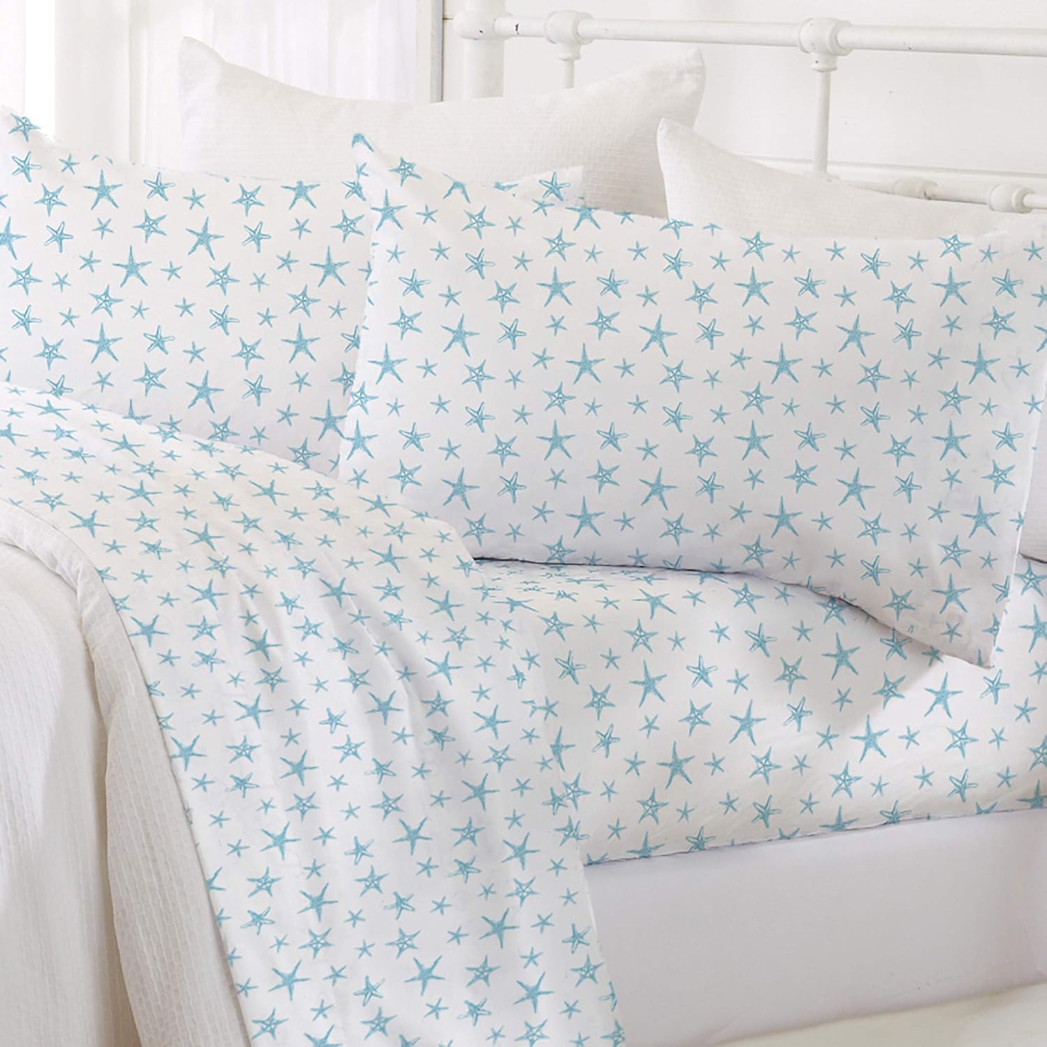 Coastal Microfiber Sheet Set - Nautical-Printed Bedding for King