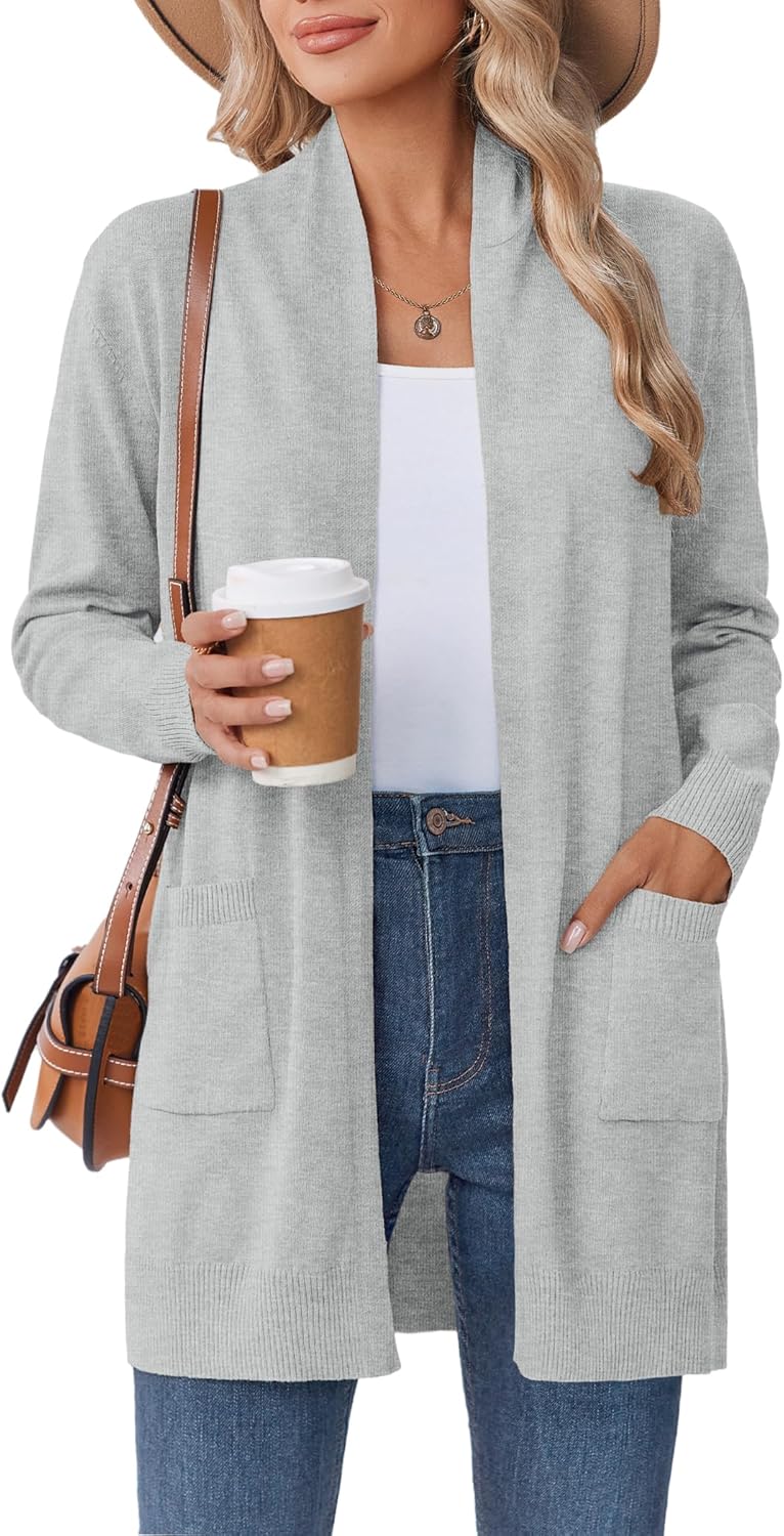 Zeagoo Women Long Cardigan Sweaters Lightweight Open Front Duster