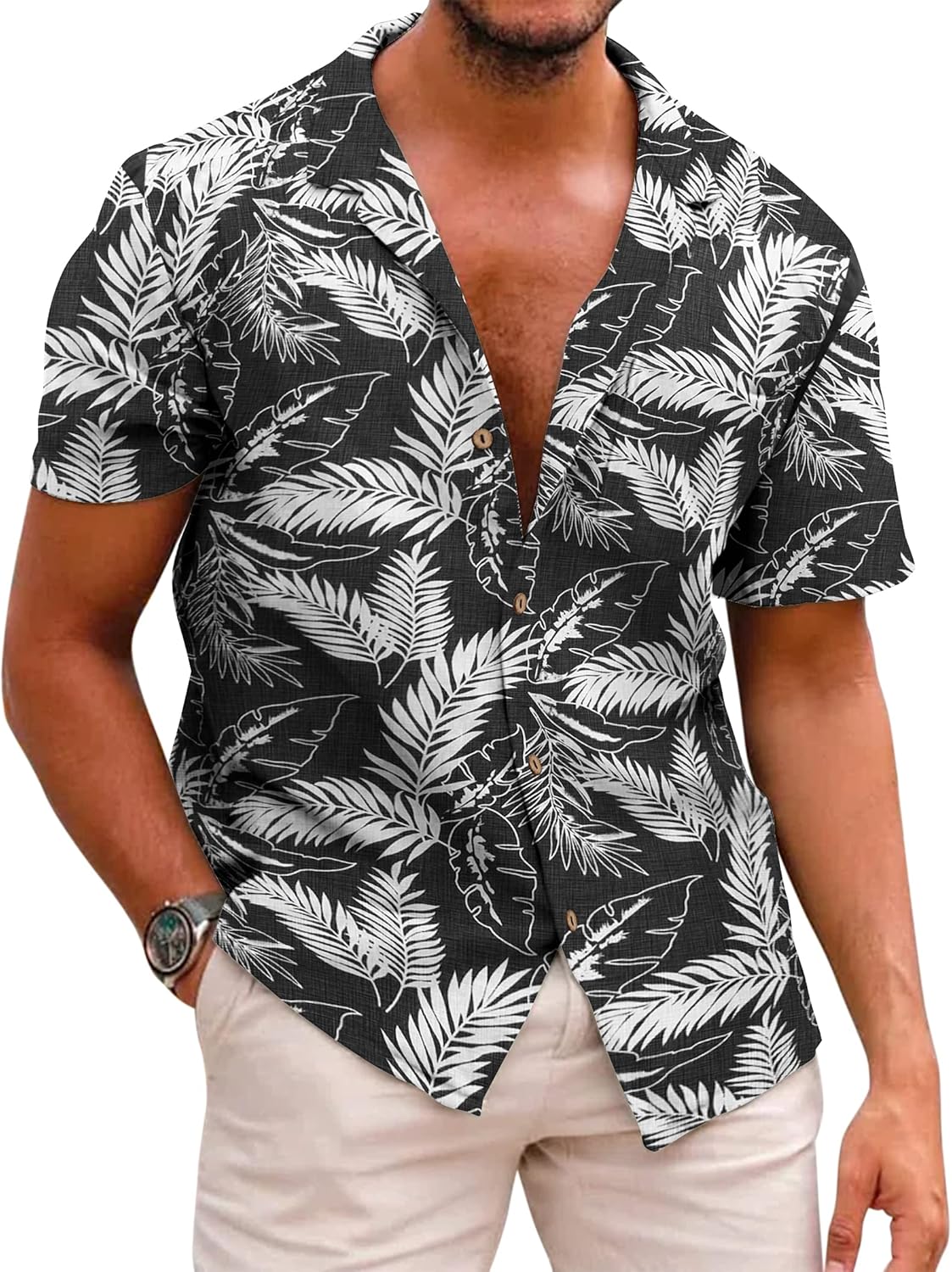 COOFANDY Mens Hawaiian Shirt Short Sleeve Casual Tropical Floral