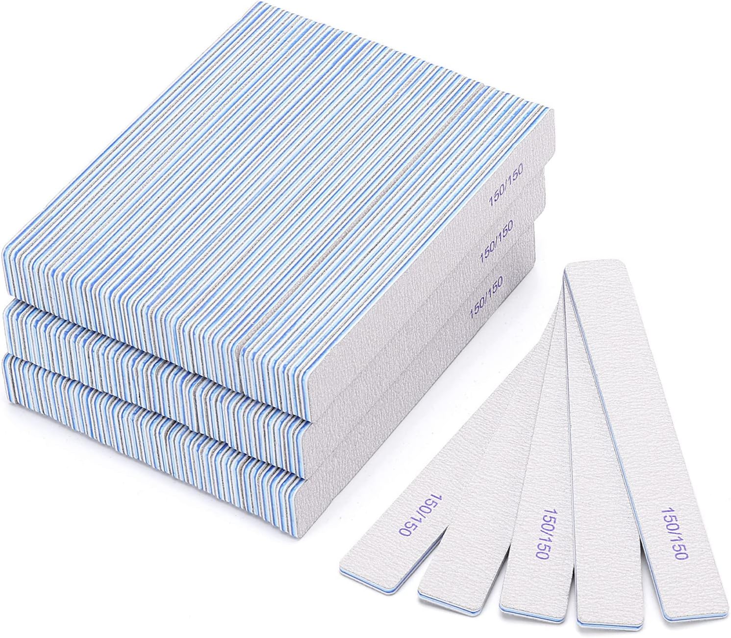 100 Pieces Rectangle Nail Files for Acrylic and Gel Nails