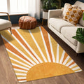Boho Area Rug 4x6 Machine Washable Non-Slip - Rainbow Sun Print