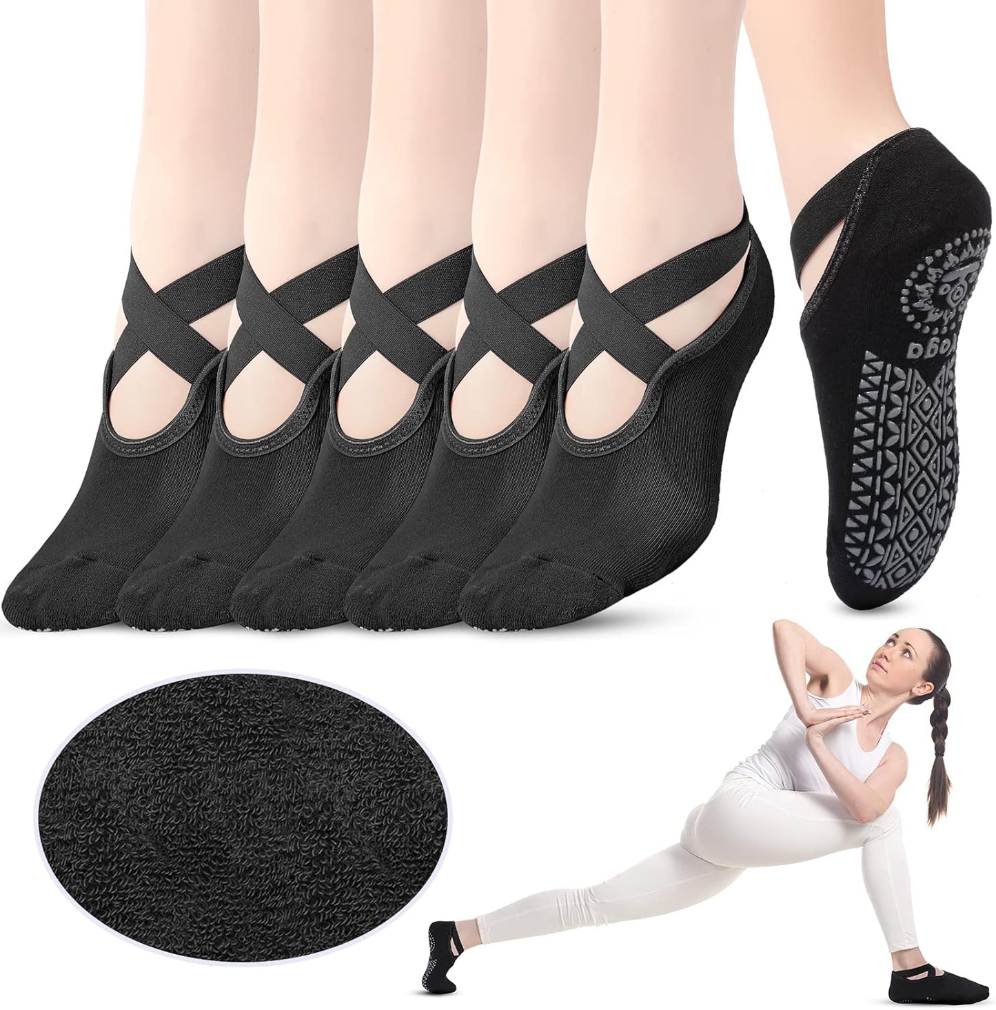 Geyoga Non-slip Pilates Socks - Grip for Barefoot Workout