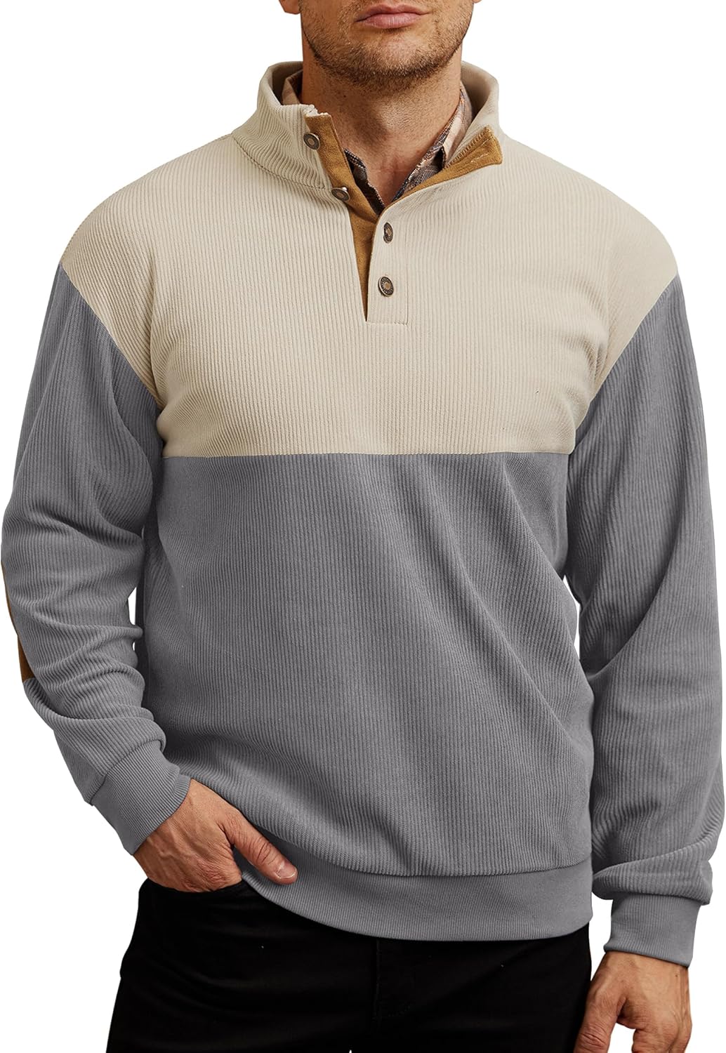 Mens Corduroy Fleece-Lined Sweatshirts for Winter Fashion