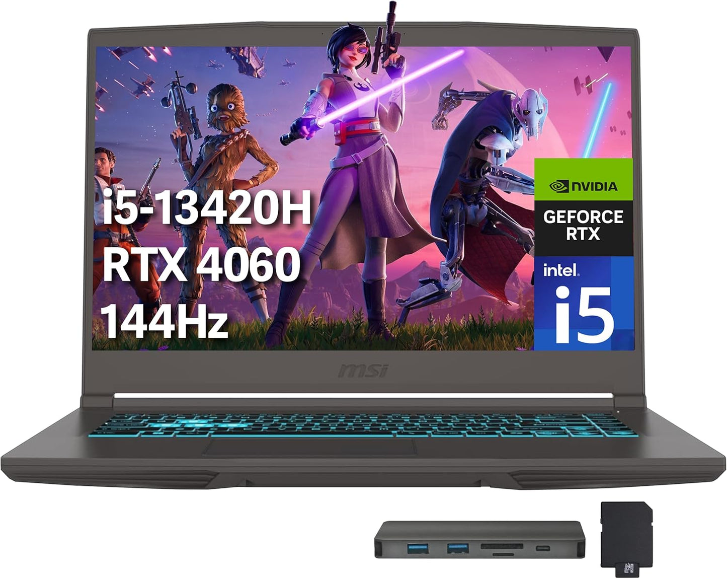 MSI Thin 15 Gaming Laptop with 144Hz Display and Docking Station