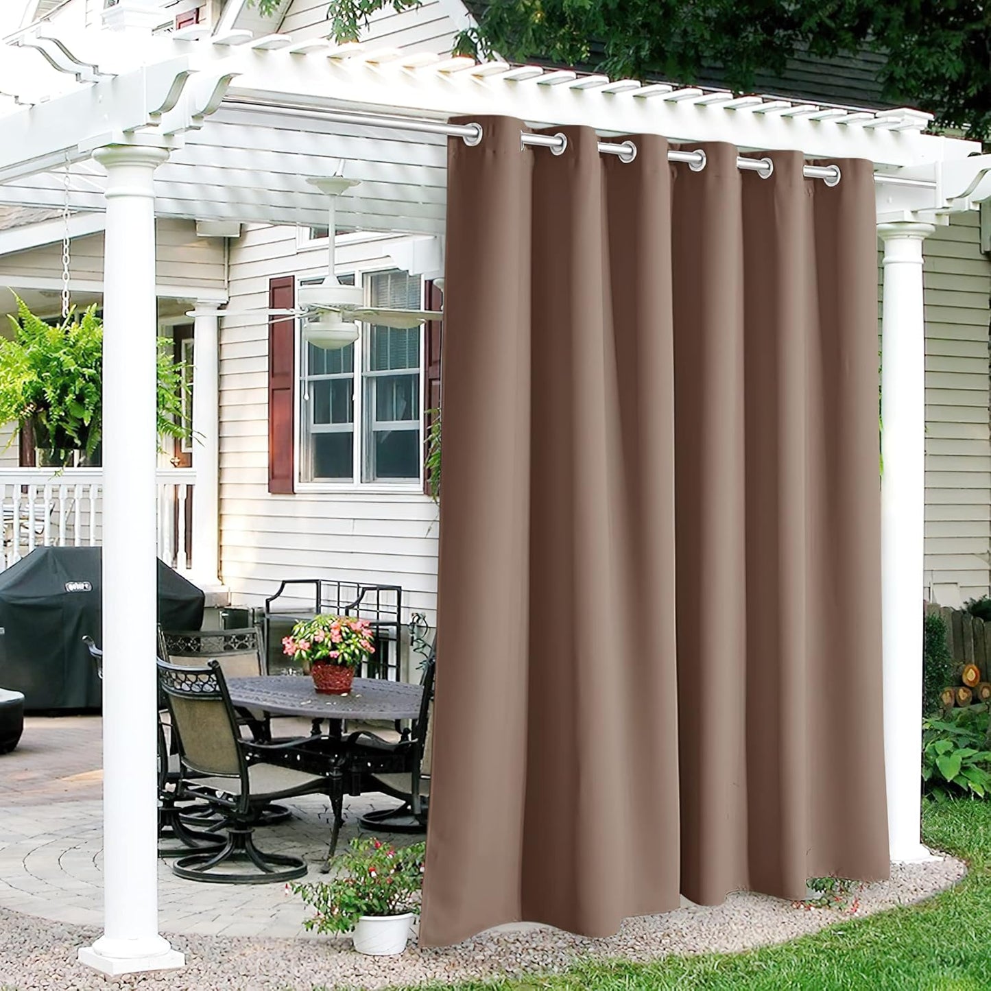 RYB HOME Outdoor Curtains Waterproof for Patio and Gazebo Use
